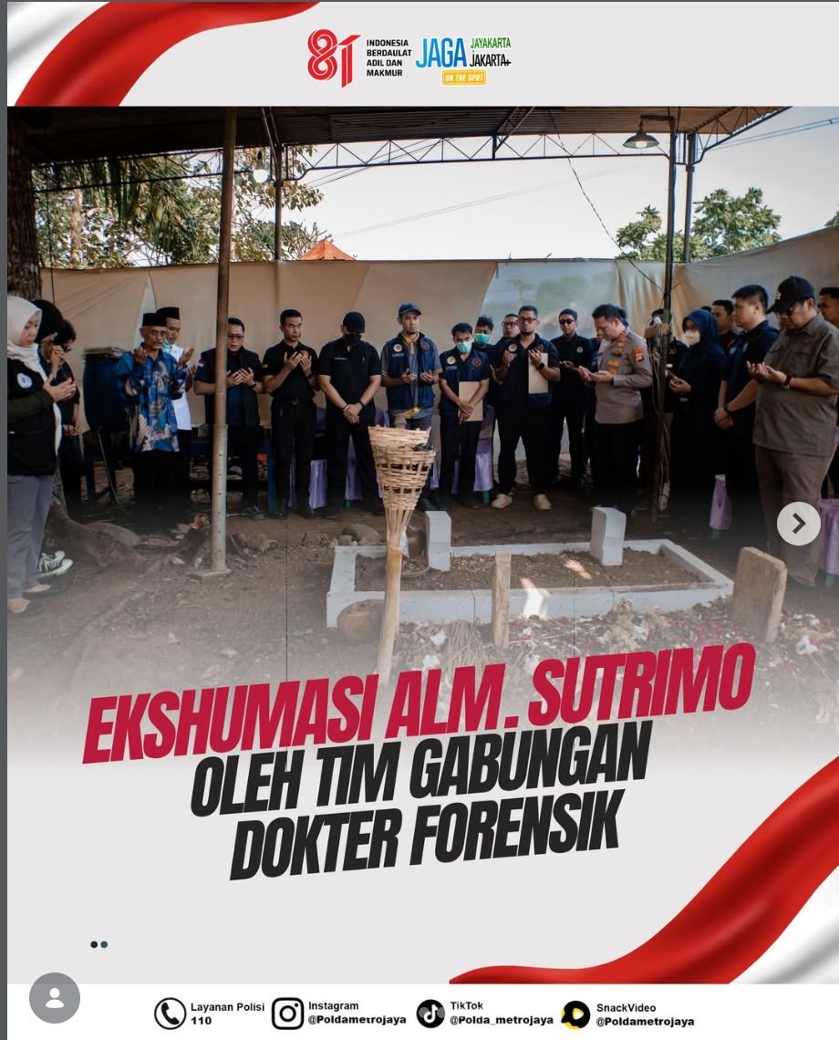 Polri Gelar Ekshumasi Jenazah Sutrimo